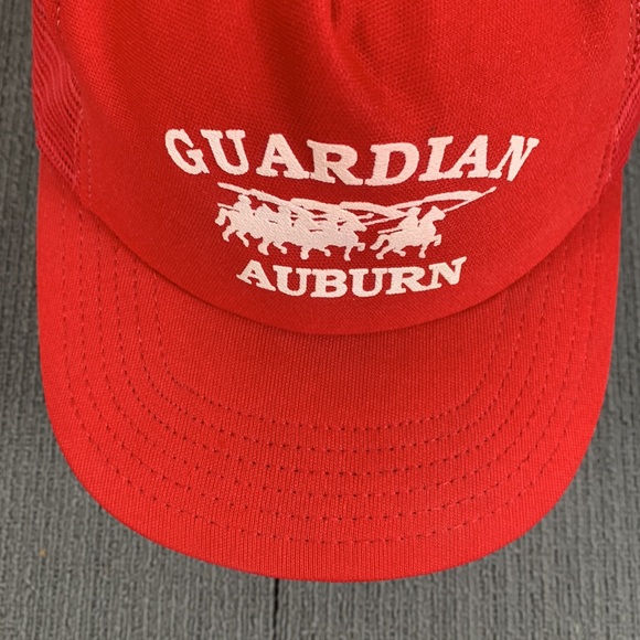 Vintage Guardian Auburn Trucker Hat Mens OSFA Red White Mesh Back Snapback P Cap - Picture 4 of 14